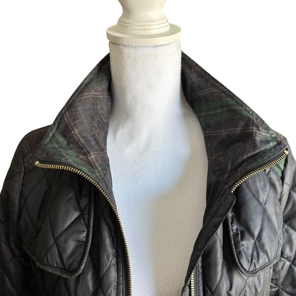 Sam Edelman Women's Lexi Quilted Jacket with Plaid Trim- Size Small - Picture 9 of 16